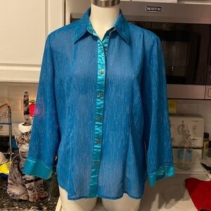 A womens Elegancia button down 3/4 sleeve blouse size XL.   EUC